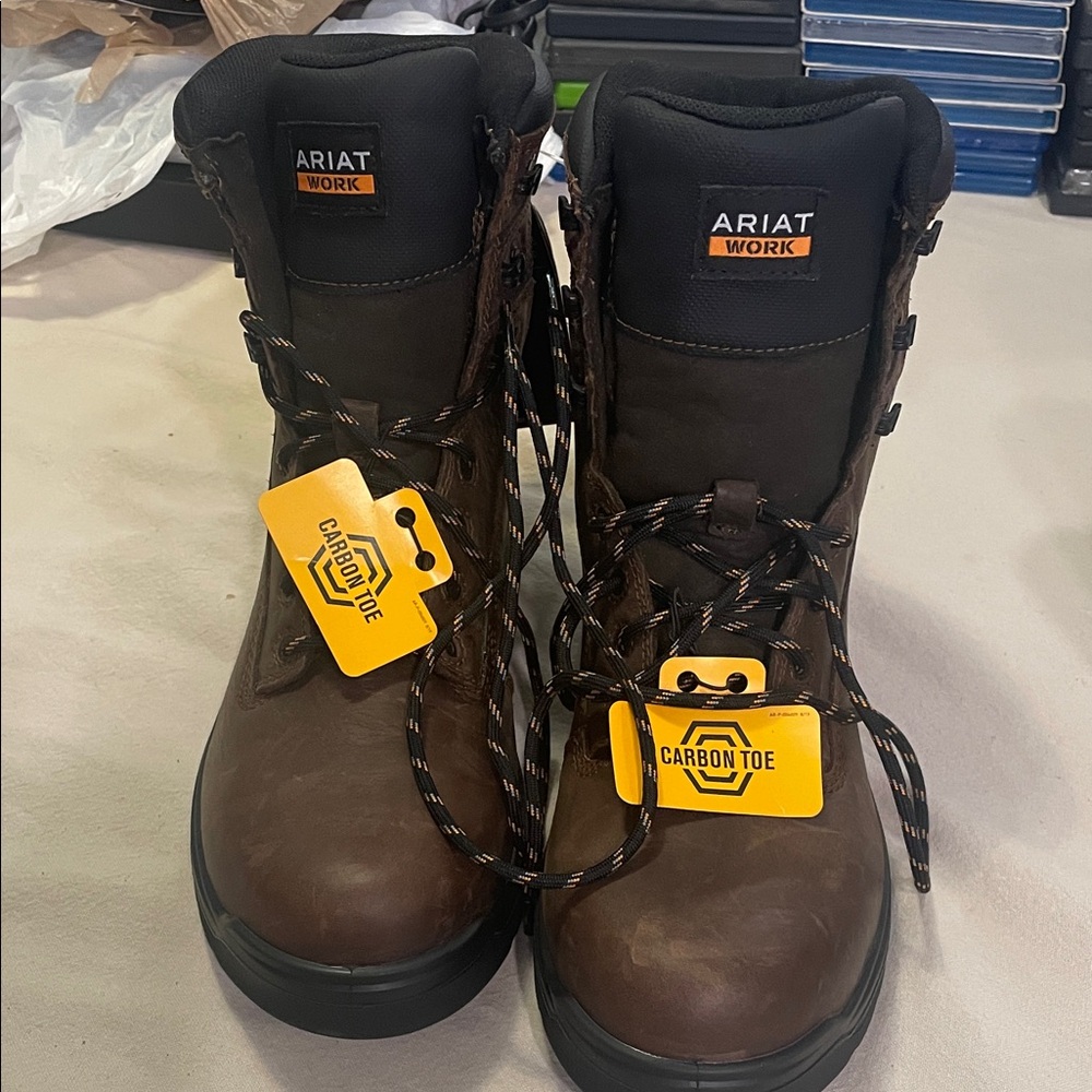 Ariat Brown and Black Carbon-Toe Leather Work Boots